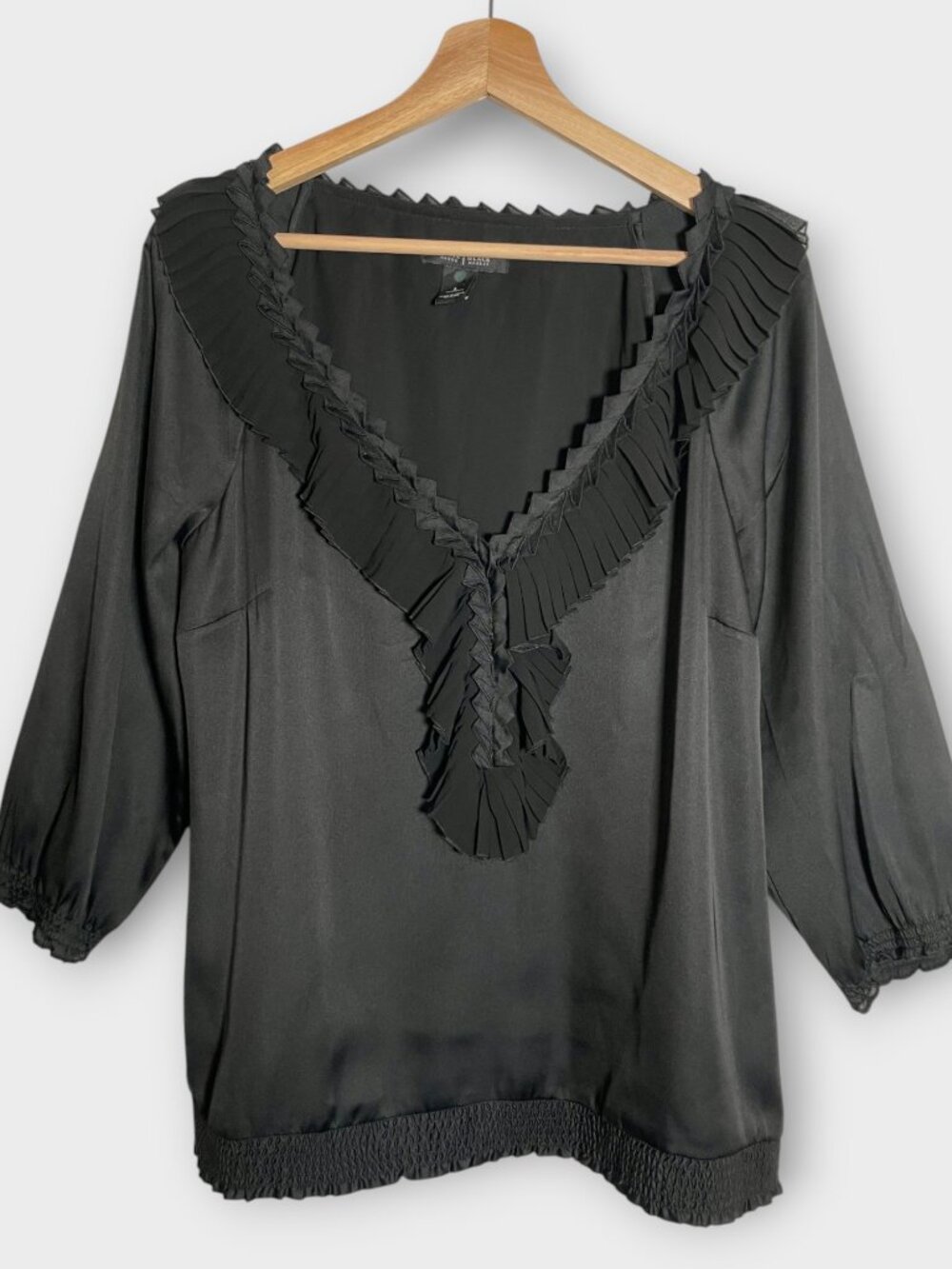 WHBM White House Black Market Popover Top L Ruffle V-neck Casual Office